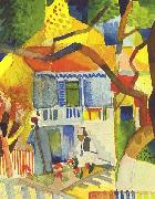 August Macke Innenhof des Landhauses in St. Germain oil